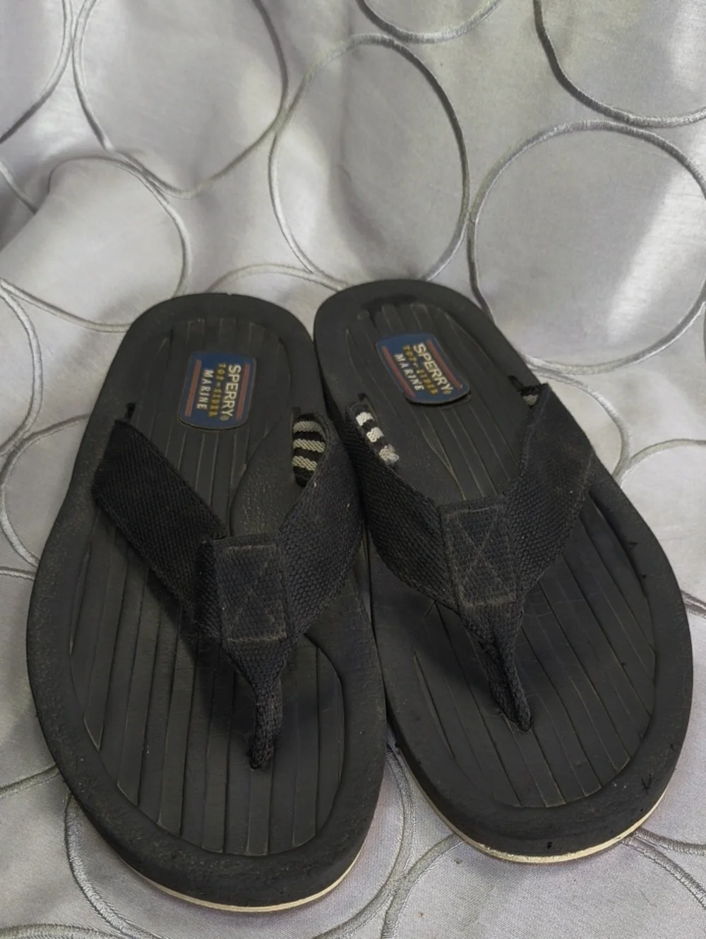 Sperry Black Men's Canvas Thong Flip-Flops Size 7 AA